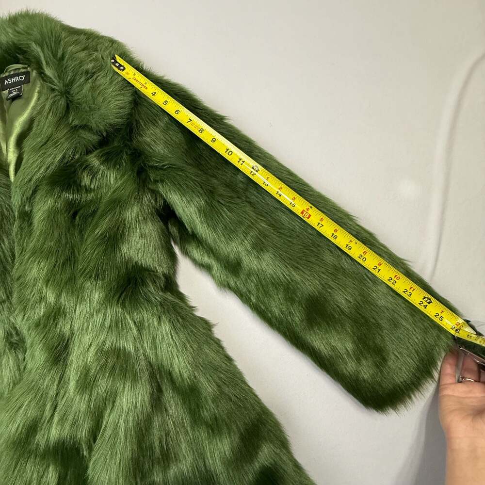 Ashro Madelyn Olive Green Faux Fur Coat - Picture 11 of 12
